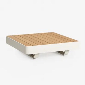 Vierkante Tuintafel 90x90 Cm Van Aluminium En Teakhout Yarilo Natuurlijk Hout - Sklum