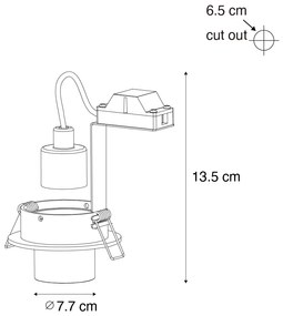 Set van 6 inbouwspots zwart GU10 35mm rond kantelbaar - Installa Binnenverlichting Lamp