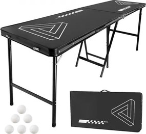 VEVOR Draagbare Beer Pong-tafel, opvouwbaar en verhoogd (240 x 60 x 90 cm), Beer Pong-tafel met handgrepen en 6 pongballen, achterkleptafel voor kantoor, achterklepfeest, reizen en kamperen, zwart