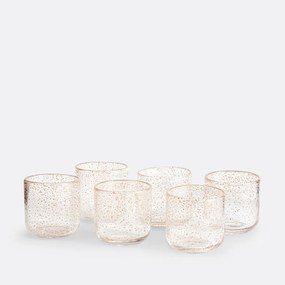 Set van 6 glazen in bubbelglas en lovertjes, Paljett
