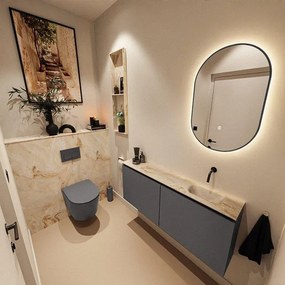 MONDIAZ TURE-DLUX 120cm toiletmeubel Dark Grey. EDEN wastafel Frappe positie rechts. Zonder kraangat. TUREDX120DGRR0FRA