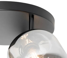 PlafondSpot / Opbouwspot / Plafondspot zwart met goud met smoke glas 3-lichts - Zuzanna Modern E14 rond Binnenverlichting Lamp