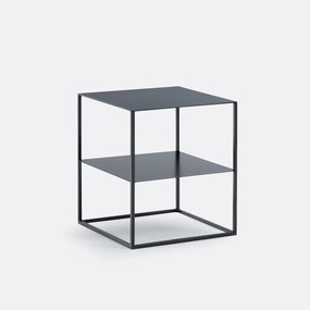 Nachttafel in staal, 2 legplanken, Janik