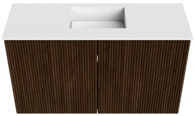 Mondiaz Joya 70cm toiletmeubel walnut met wastafel faye midden zonder kraangat talc