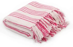 vidaXL Plaid strepen 220x250 cm katoen roze en wit