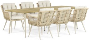 Tuinset 6 personen 240 cm Aluminium/wicker Taupe Coco Custa/Montana