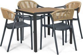 Tuinset 4 personen 909 cm Kunststof Grijs Domani Furniture Toscano/Creta