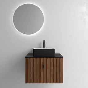 Muebles Raya onderkast ribbelfront 70cm met 1 softclose lade en binnenlade walnoot