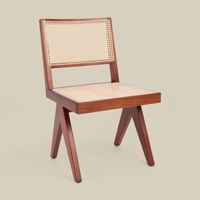 Walnoot Stoel Met Rotan Webbing