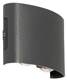Buiten wandlamp antraciet incl. LED 4-lichts IP54 - Silly Modern IP54 Buitenverlichting ovaal