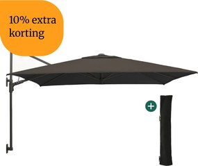 + 10% kassakorting | Parasol Shadowline muurparasol | Inclusief hoes | Vierkant | 250x250cm | Met draaihendel | Zwart | Kees Smit Tuinmeubelen