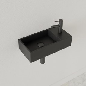 Sanigoods Nano fontein rechts zwart mat met kraangat 36x18cm