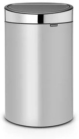 Brabantia Touch Bin Afvalemmer - 40 liter - kunststof binnenemmer - metallic grey - brilliant steel 114861