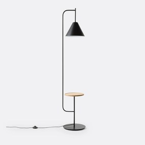 Staande lamp met metalen en eiken plank Mugli