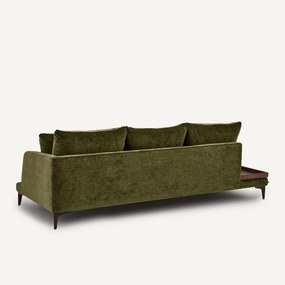 Halve bank met tafelblad, van gemengd fluweel, MODERNISTE