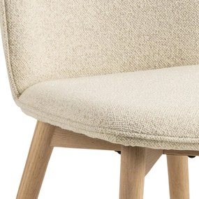 Eetkamerstoel Met Houten Poten Beige Boucle