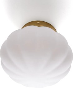 Wand- of plafondlamp, messing en opaline glas, AMIA