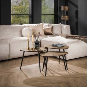 Metallic Brons Salontafel Set Organische Vorm - 62 X 51cm.