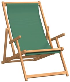 vidaXL Strandstoel inklapbaar massief teakhout groen