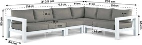 Hoek loungeset 6 personen Aluminium Wit  Lifestyle Garden Furniture Luca
