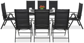 Aluminium tuinmeubelen polywood met grote tafel Verona voor 8 personen Garden Point zwart