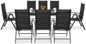 Aluminium tuinmeubelen polywood met grote tafel Verona voor 8 personen Garden Point zwart