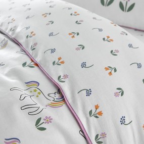 Dekbedovertrek in 50% gerecycled katoen, eenhoornprint, TAMILA