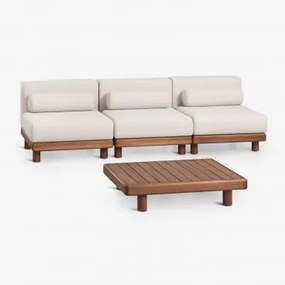 Tuinset Met 3-delige Modulaire Bank En Salontafel Van Acaciahout Edrien Acacia Bruin - Sklum