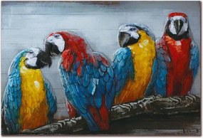 3D houten schilderij papegaaien