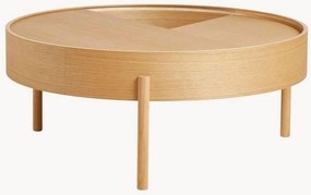 Ronde houten salontafel Arc met opbergruimte