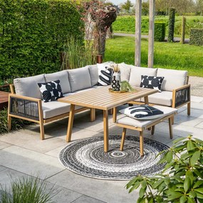 Garden Impressions San Capri lounge dining set 5-delig rechts - light teak aluminium