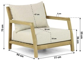 Stoel en Bank Loungeset 5 personen Teak Old teak greywash  Santika Furniture Santika