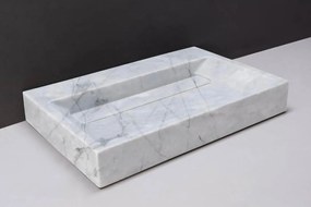 Forzalaqua Bellezza wastafel 80x50cm zonder kraangat carrara gepolijst