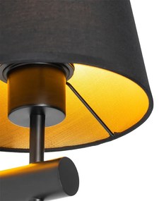 Moderne wandlamp zwart incl. kap met gouden binnenkant - Pluk Modern E27 rond Binnenverlichting Lamp