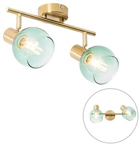 Art Deco Spot / Opbouwspot / Plafondspot goud met groen glas 2-lichts - Vidro Art Deco E14 Binnenverlichting Lamp