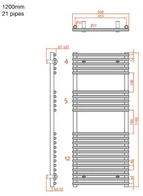 Sapho Deserto radiator chroom 50x120cm 489W