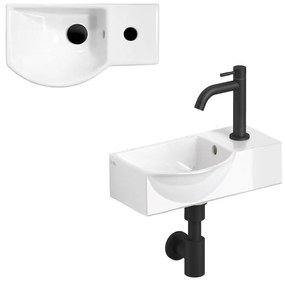 Clou InBe Fonteinset - 41x22.5x11cm - met kraan - met waste - met sifon - wit keramiek - mat zwart IB/03.03093.21