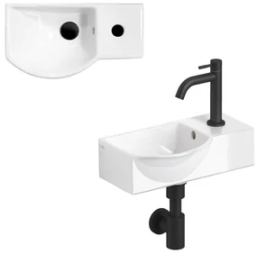 Clou InBe Fonteinset - 41x22.5x11cm - met kraan - met waste - met sifon - wit keramiek - mat zwart IB/03.03093.21