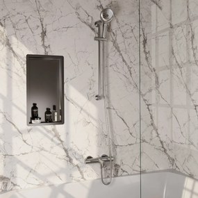 Brauer Brushed Carving thermostatische badkraan met glijstang en 3 standen handdouche RVS geborsteld PVD