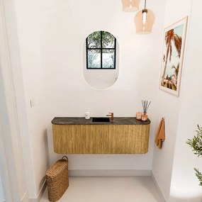 Mondiaz Joya DLux 125cm toiletmeubel ronding links/rechts oak met wastafel faye midden 1 kraangat lava