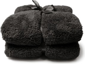 Unique Living fleece plaid'Teddy'150x200cm - Donkergrijs