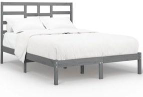 vidaXL Bedframe massief hout grijs 135x190 cm 4FT6 Double