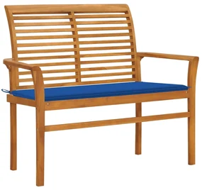 vidaXL Tuinbank met koningsblauw kussen 112 cm massief teakhout
