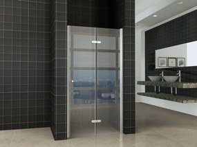 Saqu Essential Nisvouwdeur 100x202cm Links Aluminium-look/Helder glas (antikalk)