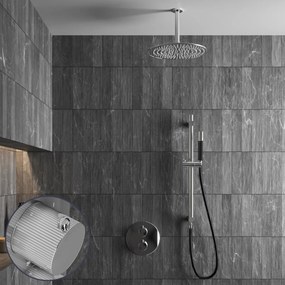 Saniclear Talpa Stripes Pro inbouw regendouche rond met 30cm hoofddouche, plafondarm en glijstang chroom