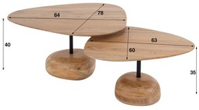 Houten Salontafelset Organisch - 84 X 78cm.