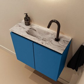 Mondiaz Ture DLux toiletmeubel 60cm jeans met wastafel glace midden met kraangat