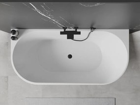 Mexen Oval vrijstaande tegen de muur geplaatste ligbad 180 x 80 cm, wit, zwarte overloop - 52671808000-70
