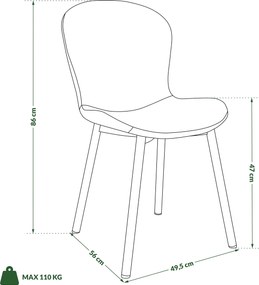 FIORA Lichtgrijs taupe (stof Basel 34) / beige frame - MODERNE GESTOFFEERDE STOEL VOOR WOONKAMER/EETKAMER LOFT