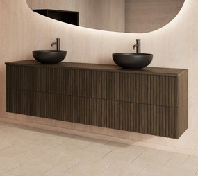 Gliss Design Hybris badkamermeubel met ribbelfront 200cm charcoal